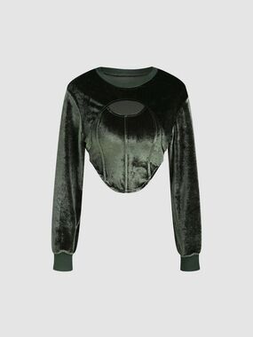 Two-Piece Velvet Crop Top with Cutout